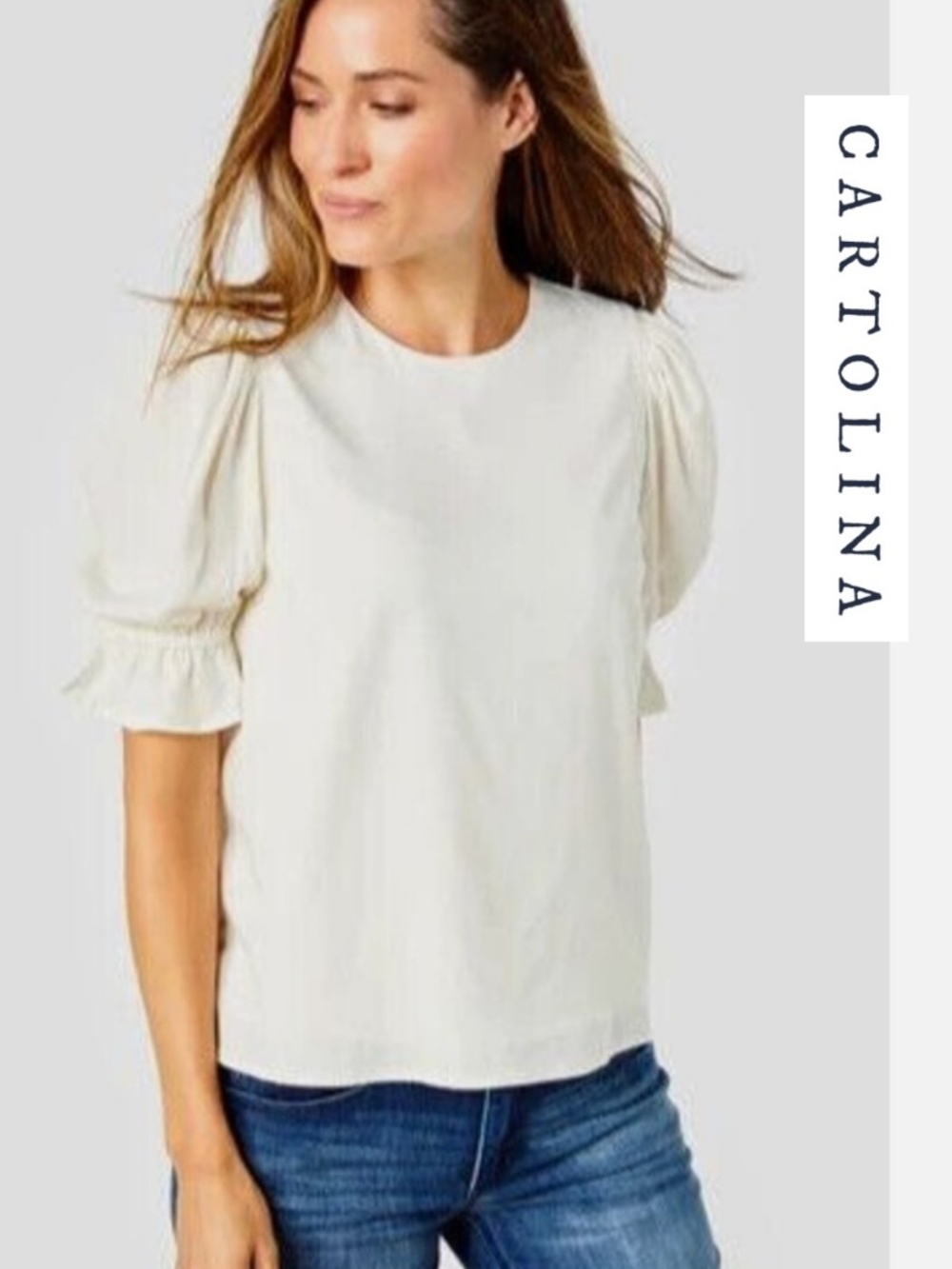 Cartolina Nantucket Puff Sleeve Connie Anne Top, M, CB 2763